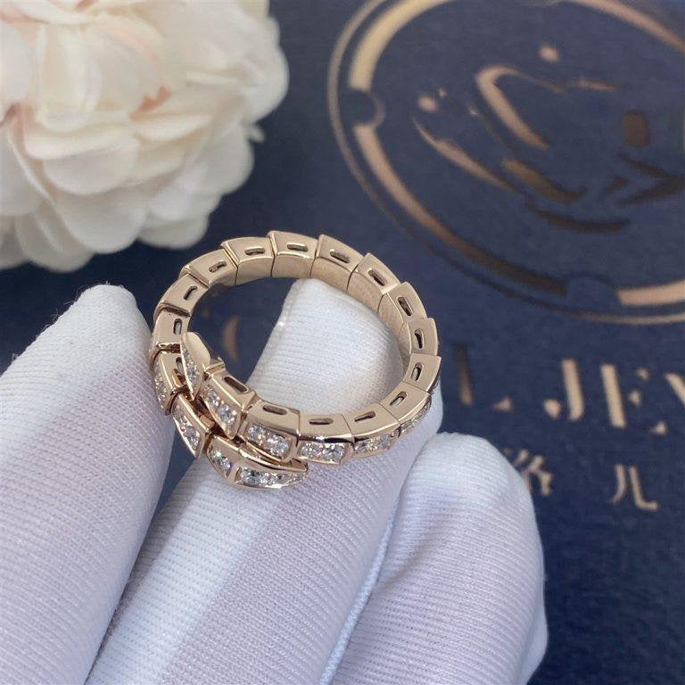 [Stars Jewelry]SERPENTI RING PINK GOLD DIAMOND PAVED 4MM