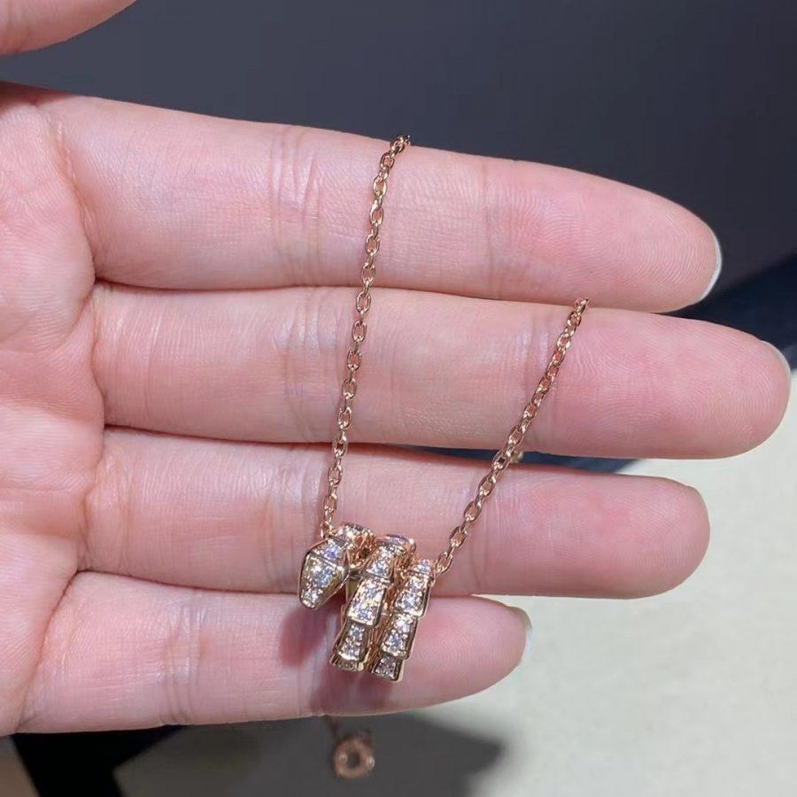 [Stars Jewelry]SERPENTI PINK GOLD NECKLACE DOUBLE RING DIAMOND