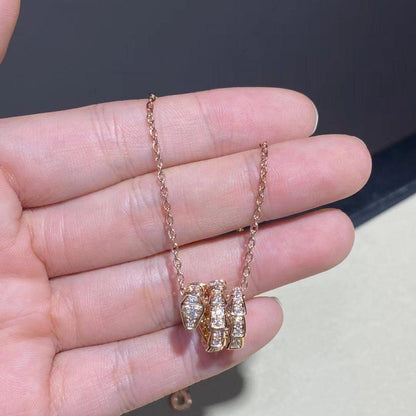 [Stars Jewelry]SERPENTI PINK GOLD NECKLACE DOUBLE RING DIAMOND