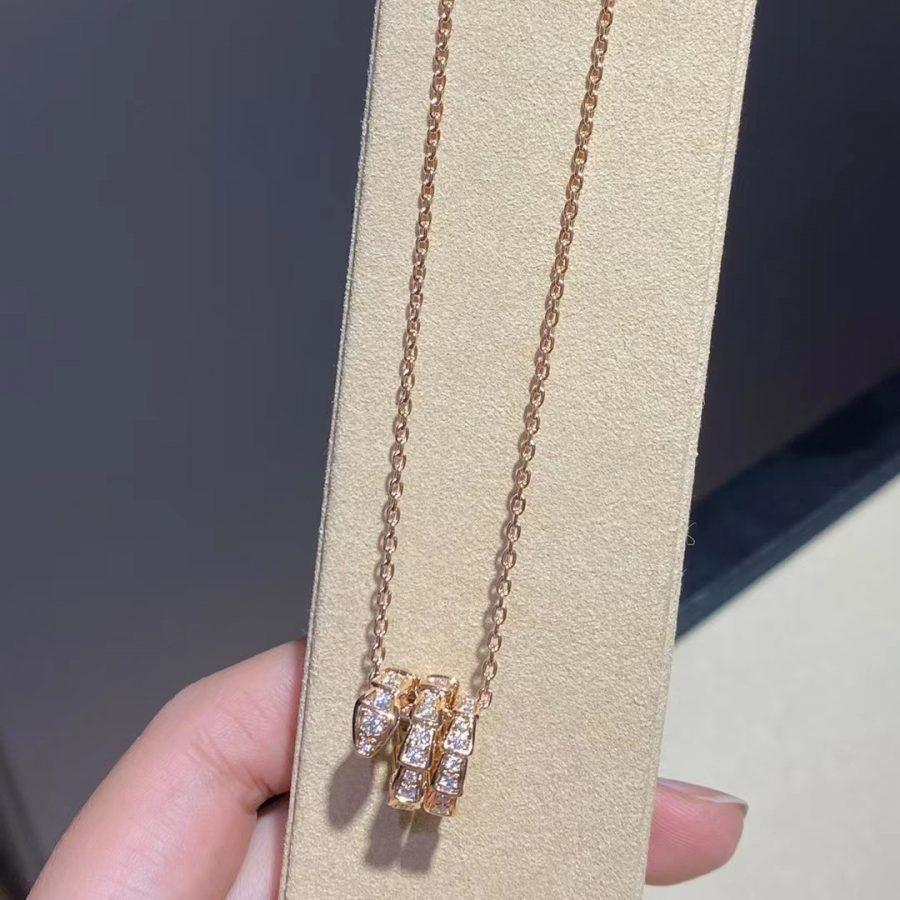 [Stars Jewelry]SERPENTI PINK GOLD NECKLACE DOUBLE RING DIAMOND