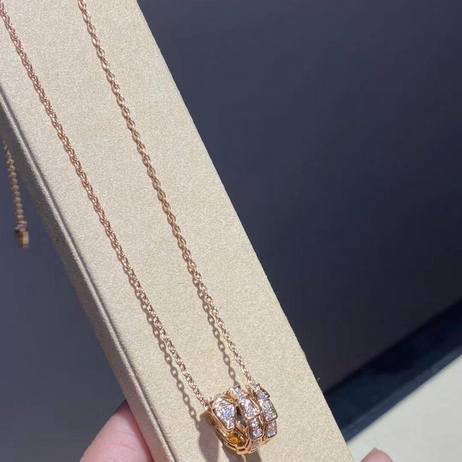 [Stars Jewelry]SERPENTI PINK GOLD NECKLACE DOUBLE RING DIAMOND