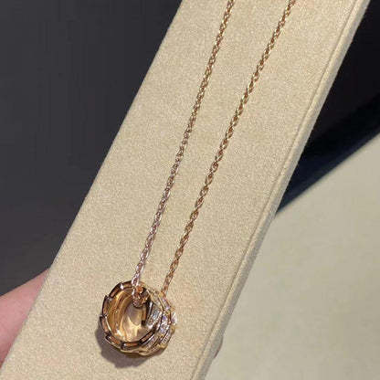 [Stars Jewelry]SERPENTI PINK GOLD NECKLACE DOUBLE RING DIAMOND