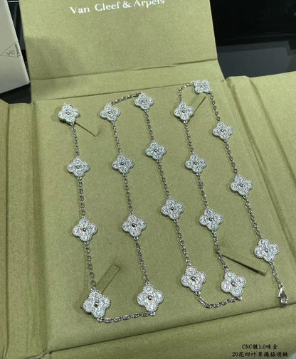 [Stars Jewelry]CLOVER 20 MOTIFS FULL-DIAMOND NECKLACE