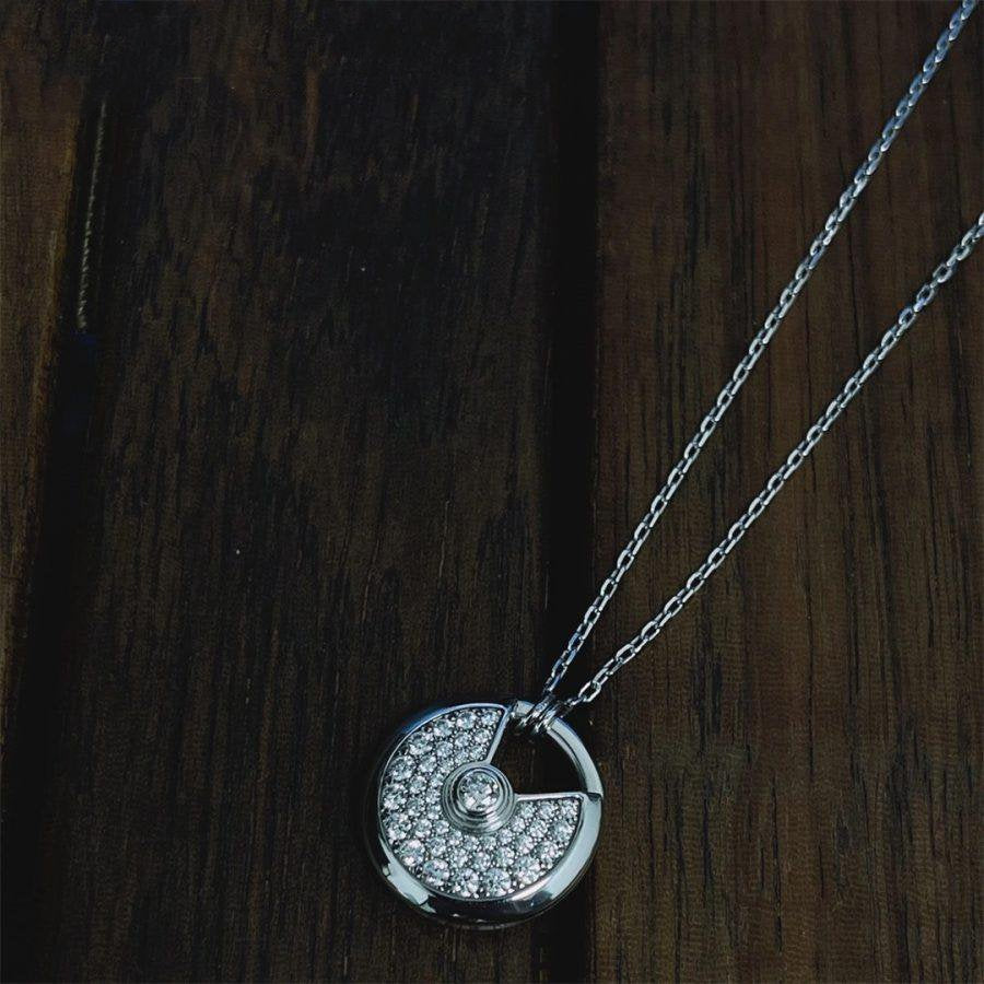 [Stars Jewelry]AMULETTE SILVER FULL DIAMOND NECKLACE