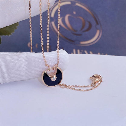[Stars Jewelry]AMULETTE ROSE GOLD ONYX NECKLACE