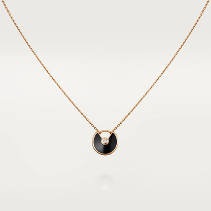 [Stars Jewelry]AMULETTE ROSE GOLD ONYX NECKLACE