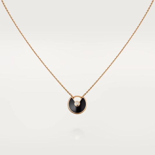 [Stars Jewelry]AMULETTE ROSE GOLD ONYX NECKLACE