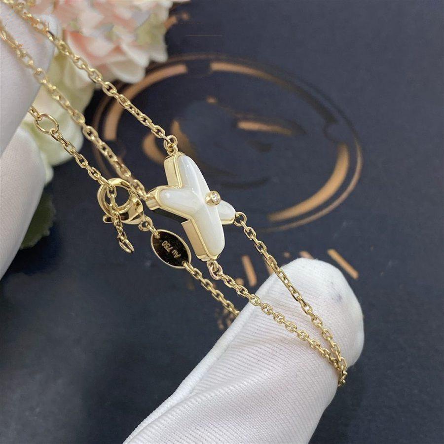 [Stars Jewelry]JEUX BRACELET WHITE MOP GOLD 1 DIAMOND