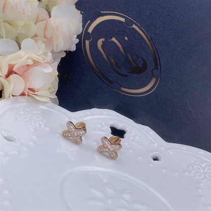 [Stars Jewelry]JEUX DE PINK GOLD DIAMOND EARRINGS
