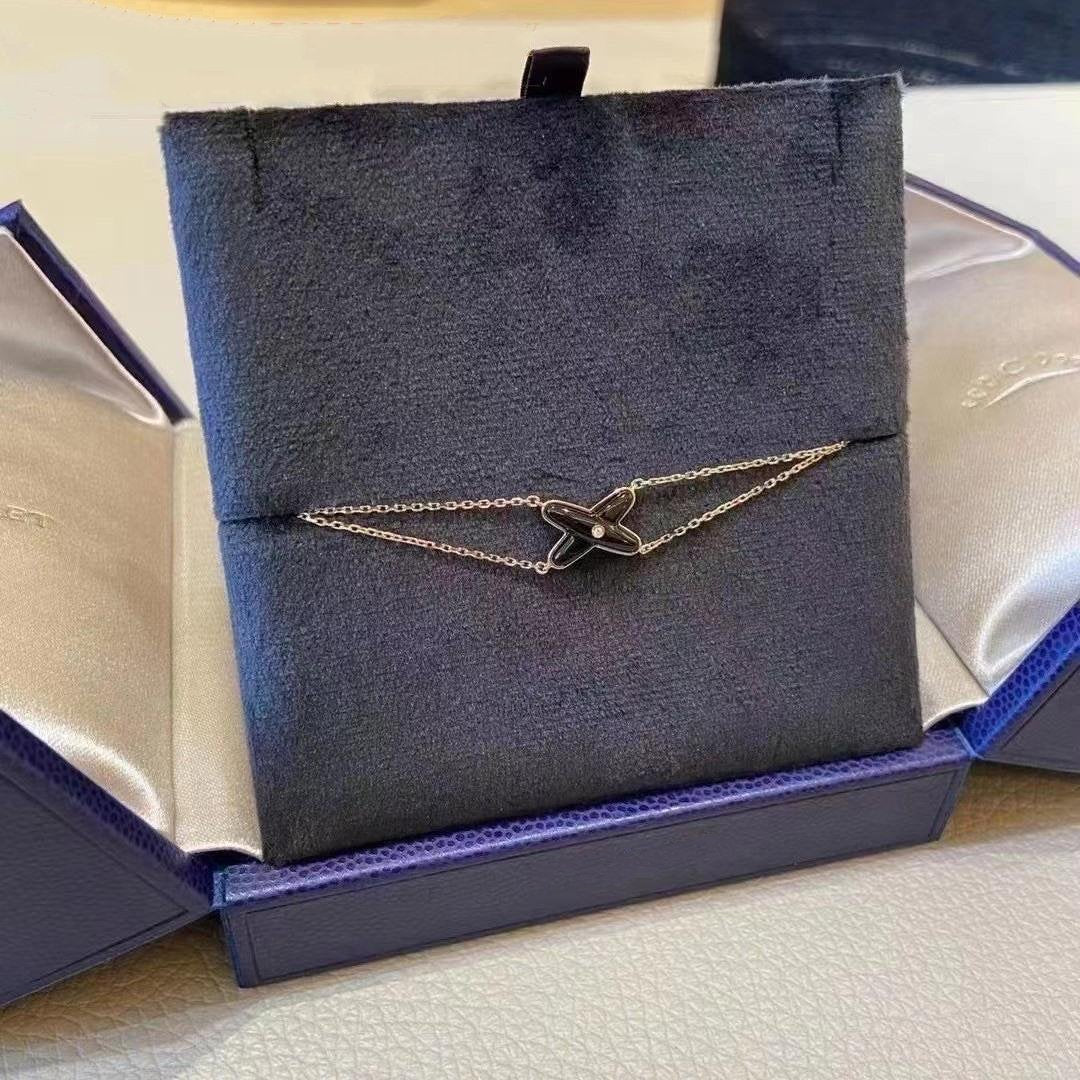 [Stars Jewelry]JEUX BRACELET ONYX PINK GOLD 1 DIAMOND