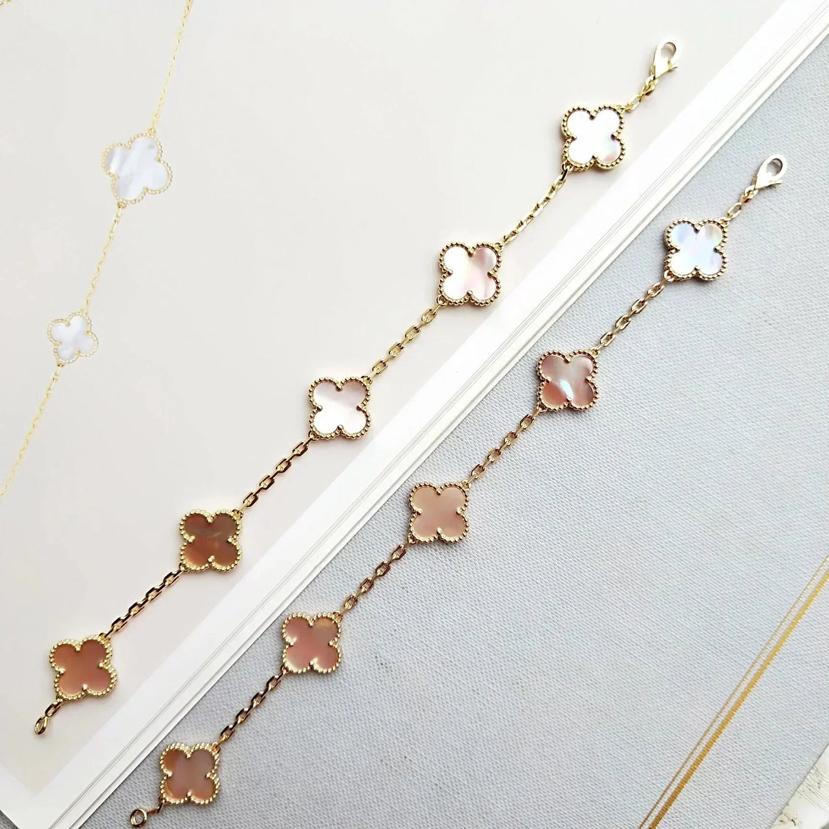[Stars Jewelry] CLOVER 5 MOTIFS  PINK MOP BRACELET COLLECTION