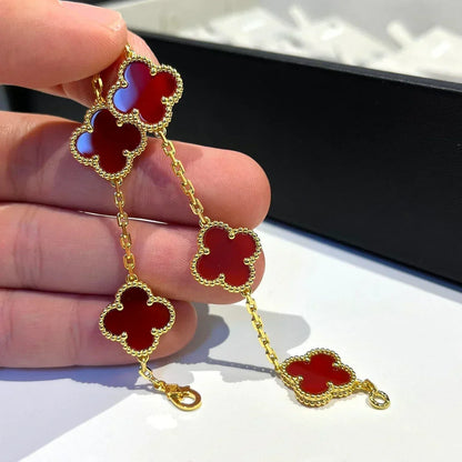 [Stars Jewelry] CLOVER 5 MOTIF RED CORNELIAN BRACELET COLLECTION