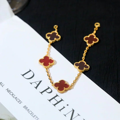[Stars Jewelry] CLOVER 5 MOTIF RED CORNELIAN BRACELET COLLECTION