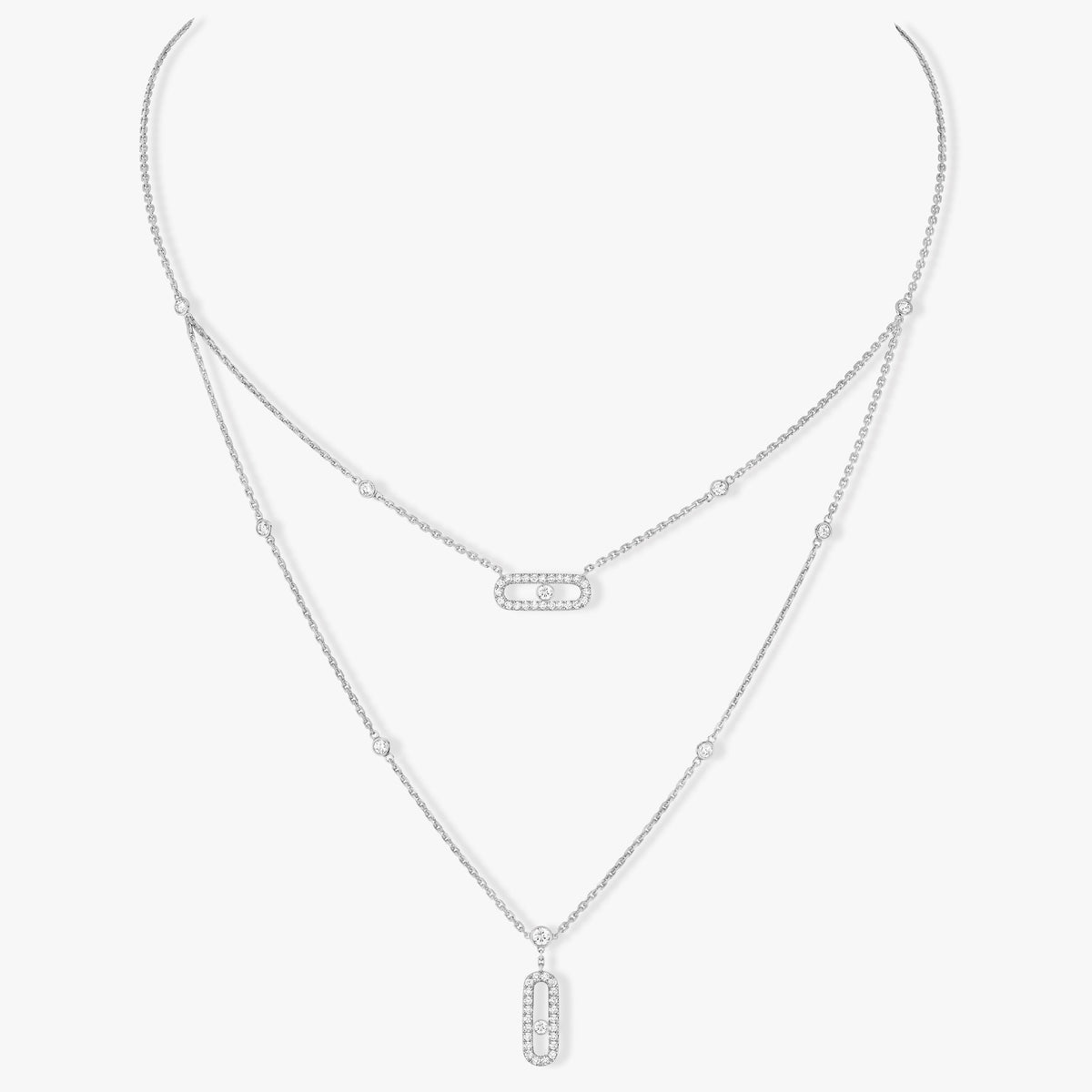 [Stars Jewelry]MOVE 2 ROW DIAMOND NECKLACE