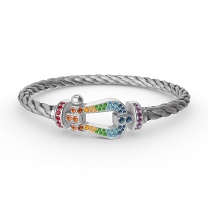 [Stars Jewelry]FORC LARGE HORSESHOE  COLORED DIAMOND BRACELET SILVER