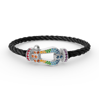 [Stars Jewelry]FORC LARGE HORSESHOE  COLORED DIAMOND BRACELET SILVER