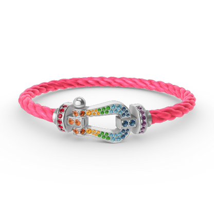 [Stars Jewelry]FORC LARGE HORSESHOE  COLORED DIAMOND BRACELET SILVER