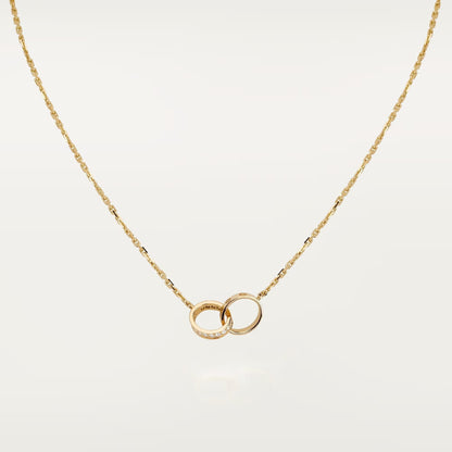 [Stars Jewelry]LOVE DOUBLE RING HALF DIAMOND NECKLACE