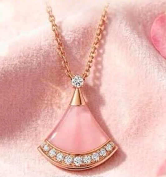 [Stars Jewelry]Cherry Blossom Pink Fan Necklace