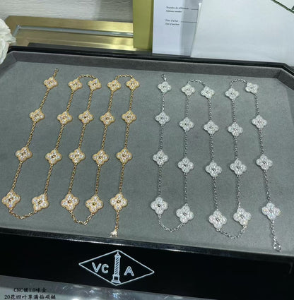 [Stars Jewelry]CLOVER 20 MOTIFS FULL-DIAMOND NECKLACE
