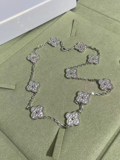 [Stars Jewelry]CLOVER 10 MOTIFS  FULL DIAMOND NECKLACE