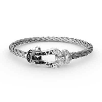 [Stars Jewelry]FORCE LARGE HORSESHOE BLACK WHITE DIAMOND BRACELET SILVER