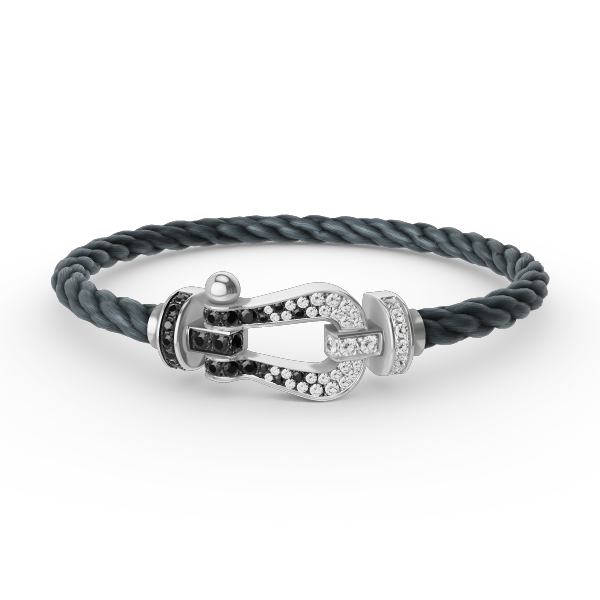 [Stars Jewelry]FORCE LARGE HORSESHOE BLACK WHITE DIAMOND BRACELET SILVER