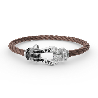 [Stars Jewelry]FORCE LARGE HORSESHOE BLACK WHITE DIAMOND BRACELET SILVER