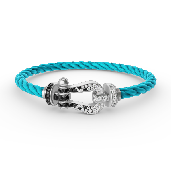 [Stars Jewelry]FORCE LARGE HORSESHOE BLACK WHITE DIAMOND BRACELET SILVER