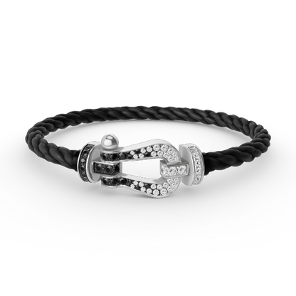 [Stars Jewelry]FORCE LARGE HORSESHOE BLACK WHITE DIAMOND BRACELET SILVER
