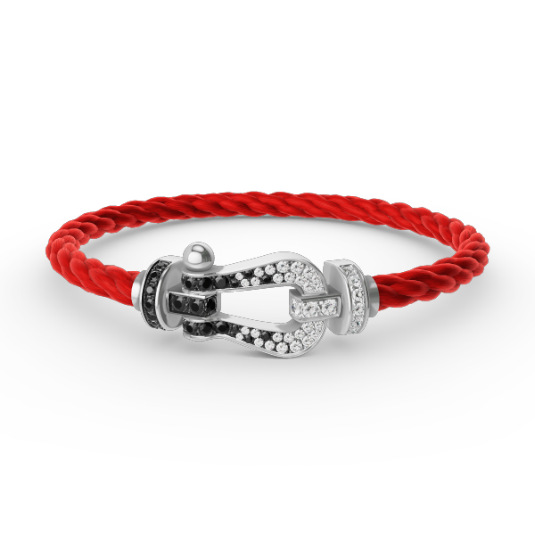 [Stars Jewelry]FORCE LARGE HORSESHOE BLACK WHITE DIAMOND BRACELET SILVER