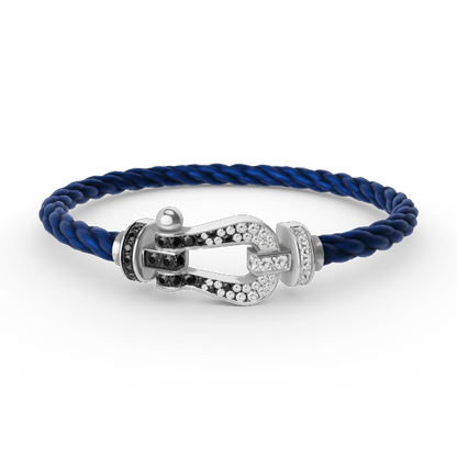 [Stars Jewelry]FORCE LARGE HORSESHOE BLACK WHITE DIAMOND BRACELET SILVER