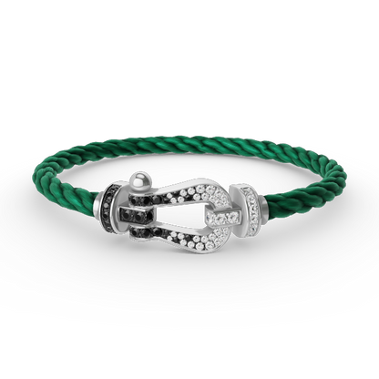 [Stars Jewelry]FORCE LARGE HORSESHOE BLACK WHITE DIAMOND BRACELET SILVER