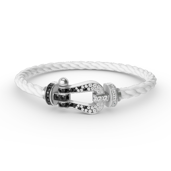 [Stars Jewelry]FORCE LARGE HORSESHOE BLACK WHITE DIAMOND BRACELET SILVER