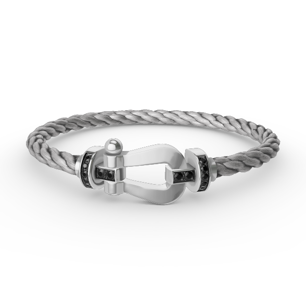 [Stars Jewelry]FORCE LARGE HORSESHOE BLACK DIAMOND BRACELET SILVER