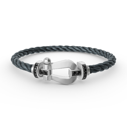 [Stars Jewelry]FORCE LARGE HORSESHOE BLACK DIAMOND BRACELET SILVER