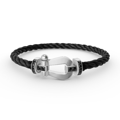 [Stars Jewelry]FORCE LARGE HORSESHOE BLACK DIAMOND BRACELET SILVER