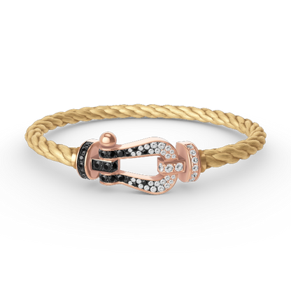 [Stars Jewelry]FORCE LARGE HORSESHOE BLACK WHITE DIAMOND BRACELET ROSE GOLD