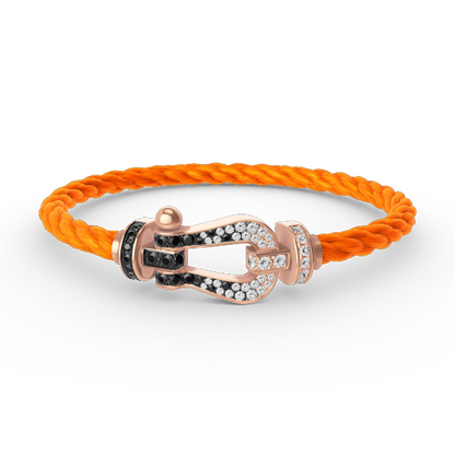 [Stars Jewelry]FORCE LARGE HORSESHOE BLACK WHITE DIAMOND BRACELET ROSE GOLD