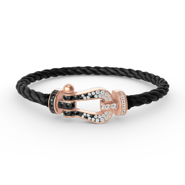 [Stars Jewelry]FORCE LARGE HORSESHOE BLACK WHITE DIAMOND BRACELET ROSE GOLD