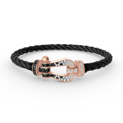 [Stars Jewelry]FORCE LARGE HORSESHOE BLACK WHITE DIAMOND BRACELET ROSE GOLD
