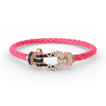 [Stars Jewelry]FORCE LARGE HORSESHOE BLACK WHITE DIAMOND BRACELET ROSE GOLD