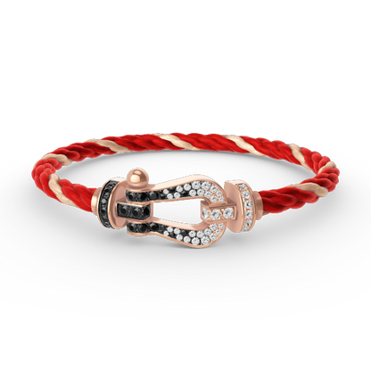 [Stars Jewelry]FORCE LARGE HORSESHOE BLACK WHITE DIAMOND BRACELET ROSE GOLD