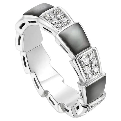 [Stars Jewelry]SERPENTI RING SILVER DIAMOND BLACK MOP 4MM