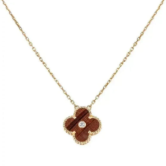 [Stars Jewelry]CLOVER 15MM DIAMOND AND YELLOW TIGER'S EYE AGATE necklace