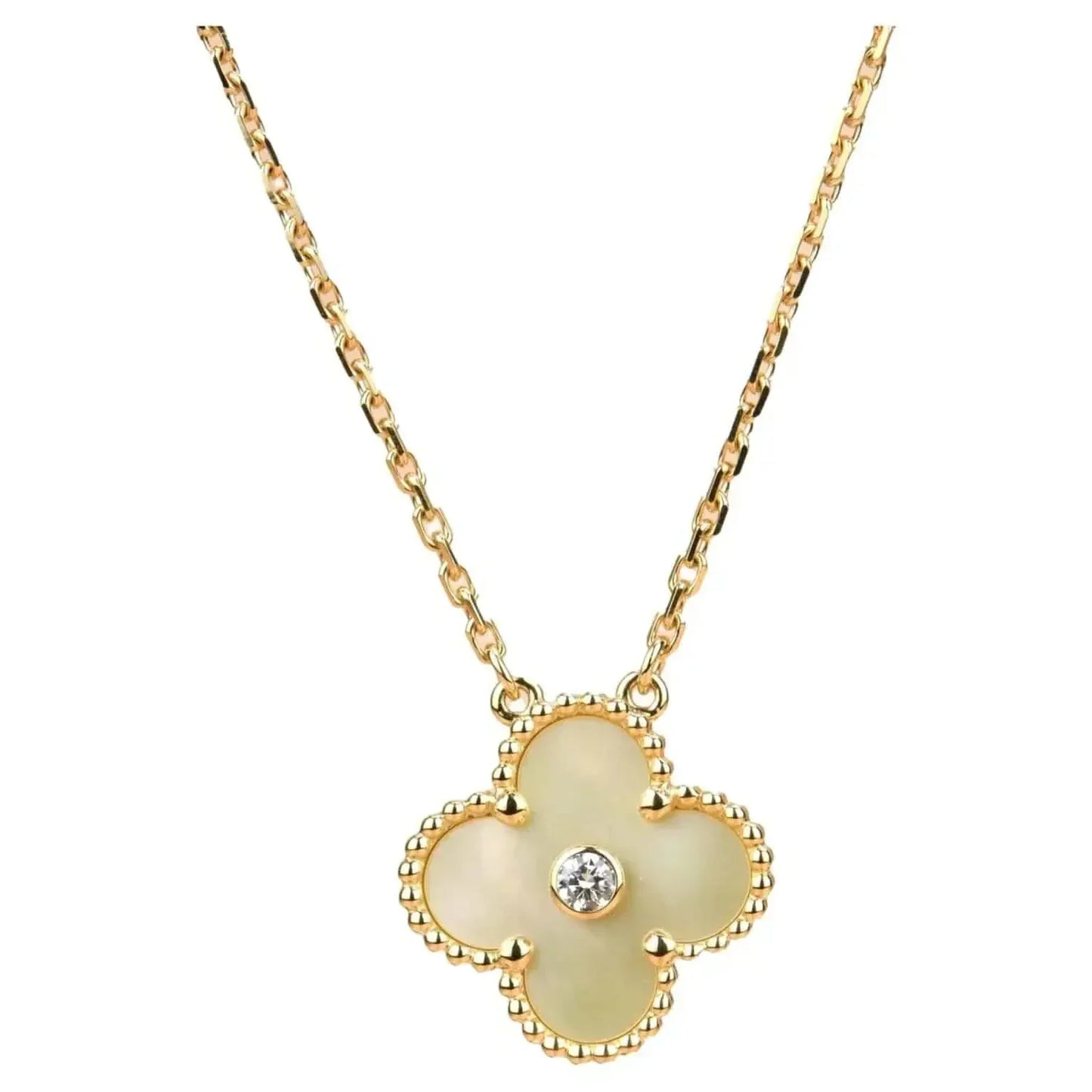 [Stars Jewelry]CLOVER 15MM DIAMOND GOLD MOTHER OF PEARL NECKLACE