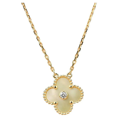 [Stars Jewelry]CLOVER 15MM DIAMOND GOLD MOTHER OF PEARL NECKLACE