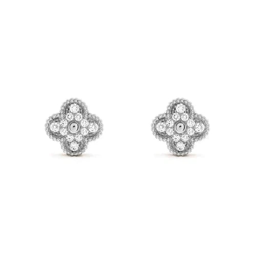 [Stars Jewelry]CLOVER 1 MOTIFS DIAMOND STUD EARRINGS SILVER
