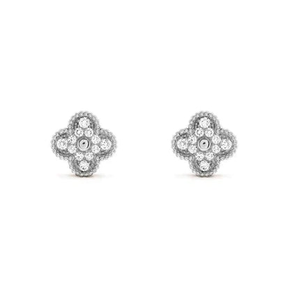 [Stars Jewelry]CLOVER 1 MOTIFS DIAMOND STUD EARRINGS SILVER