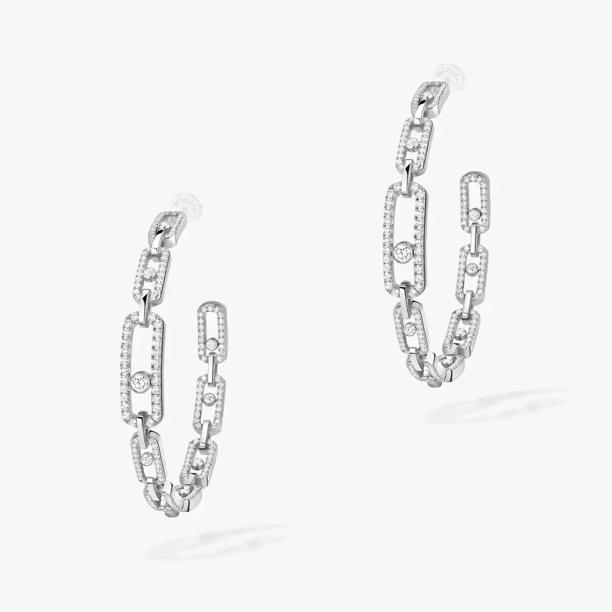 [Stars Jewelry]Move Link Diamond Hoop Earrings